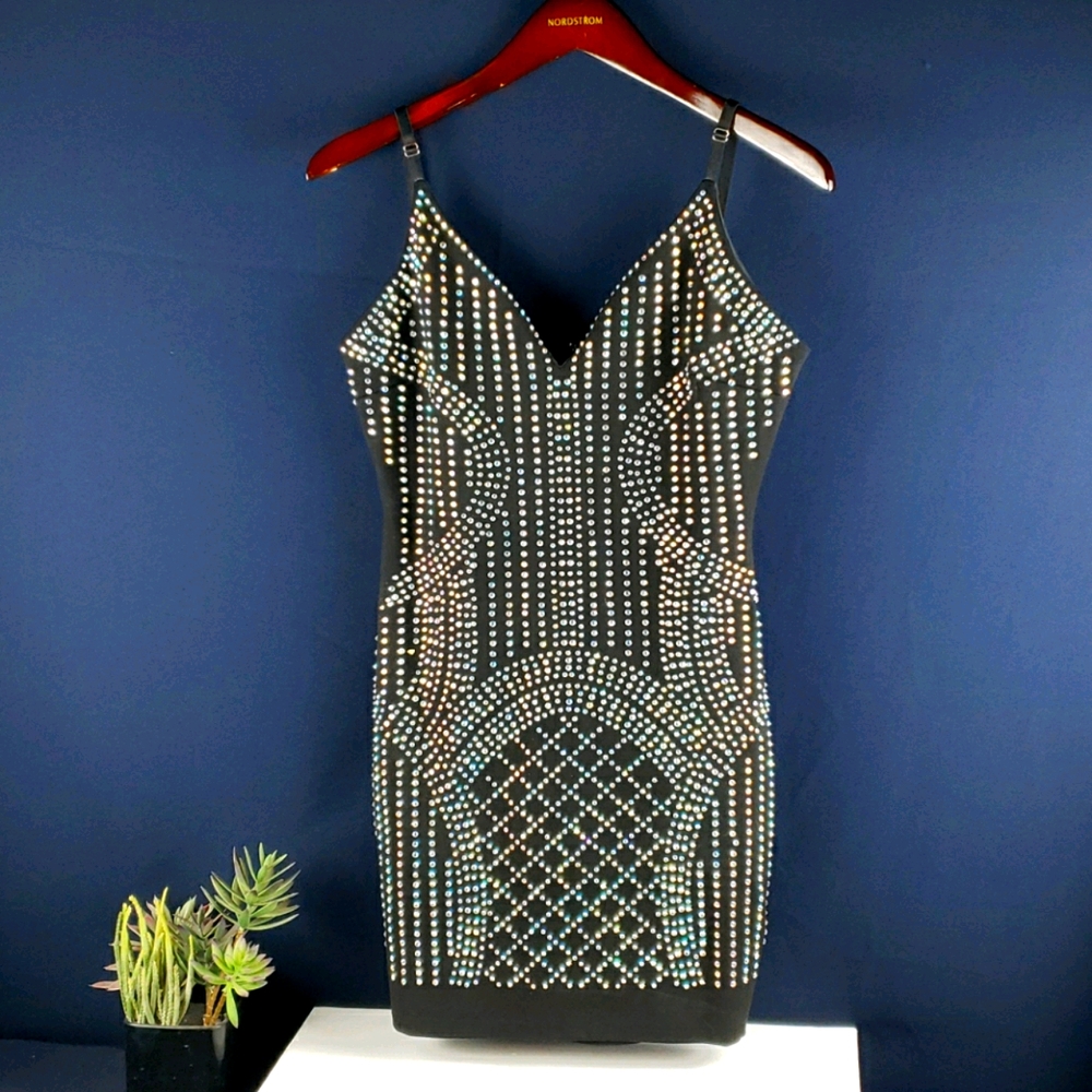 Fashion Nova Glamour Game Rhinestone Dress